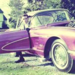 Bill Kolb Jr. with his 1958 Corvette with no hood